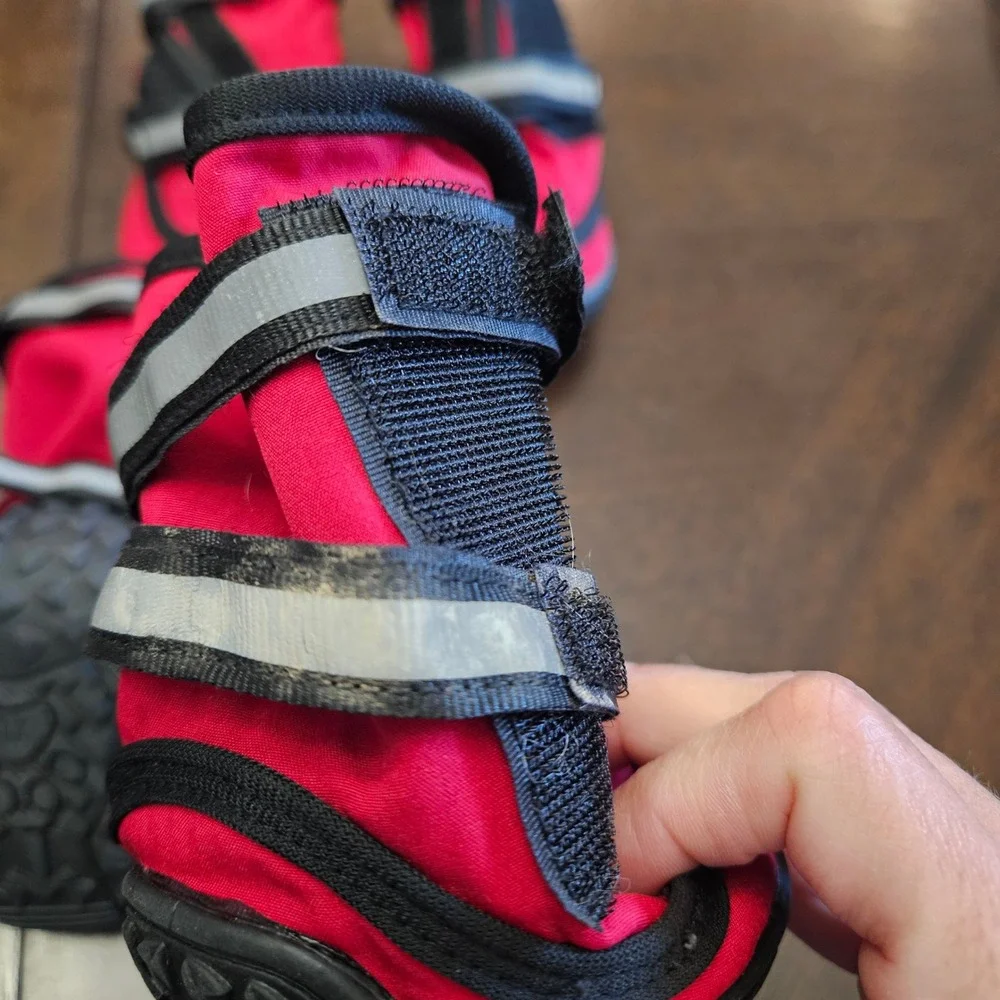 Pssopp Dog Boots Red Reflective Anti Slip Hiking Shoes Set of 4 Size‎ XL